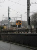 A Sprinter Pacer combination runs across Maudlands Viaduct towards Preston with a service from Blackpool South on 10th February 2018. All masts and wires are now in place here. [See image 61039] for an earlier view of this location,<br><br>[Mark Bartlett 10/02/2018]