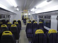 The refurbishment of the Northern Sprinter fleet is certainly brightening them up with the predominantly white interiors. The yellow rails and handles are....striking. This is 150140 and it also seemed as if some soundproofing had gone in to the upgrade work once it was on the move.<br><br>[Mark Bartlett 14/02/2018]