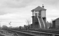 Looking east to Grangemouth Junction signalbox on 20 March 1992.  The structure which replaced it was decommissioned in December 2017.<br>
<br>
<br>
<br><br>[Bill Roberton 20/03/1992]