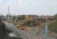 Poulton No.3 signal box was finally demolished on 20th & 21st February 2018, the last of the five boxes on the line that survived until electrification. This was the scene two days later as an <I>Orange Platoon</I> clears away the final traces of the structure. Apparently the demolition will allow the last mast base between Preston and Blackpool to be installed. [See image 60684] taken the previous summer.<br><br>[Mark Bartlett 23/02/2018]