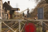 With Middleton station on the left and Middleton Towers sand loading terminal in the middle distance, this view from the level crossing is towards Dereham on 24 February 2018. A DBC operated train is being loaded with sand which later in the day departed to Warrington Arpley.<br><br>[John McIntyre 24/02/2018]