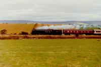 A2 60532 <I>Blue Peter</I> with a special passing Greenlands Farm Langwathby in the late 1980s<br><br>[Gordon Steel //]