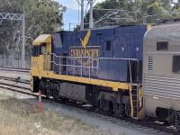 The <I>Indian Pacific</I> heads out of Perth on 25th February 2018 on its weekly journey to Sydney, sixty five hours away. The train leaves Perth on Sunday and arrives in Sydney on Wednesday and comprises up to 30 coaches plus motorail wagons. Diesel electric NR 25, one of five dedicated to this train, is the loco in charge and the route includes the world record longest straight - 297 miles across the Nullabor Plain. The Gold Class fare is £1500 one way. Photo by Mike Burke.<br><br>[Mark Bartlett Collection 25/02/2018]