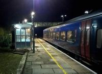 Abandon hope all ye who detrain here. The train at Freshford is the 19.39 to Bath Spa, originating at Weymouth, on 17th February 2018. [Ref query 2 March 2018]<br><br>[Ken Strachan 17/02/2018]