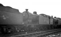 Death row. Withdrawn steam locomotives in a holding siding alongside Darlington shed in May 1960, pending transfer to the nearby works scapyard. Those awaiting their fate include A8 Pacific tank 69858, recently arrived from Sunderland South Dock and cut up a few days later.   <br><br>[K A Gray 07/05/1960]