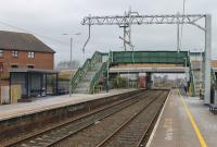 Masts, colour lights and some wiring in place at Layton on 2nd March 2018, just over three weeks before passenger services to Blackpool North resume. New waiting shelters have also been installed at this unstaffed station.<br><br>[Mark Bartlett 02/03/2018]