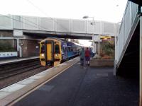 A Dunblane to Edinburgh service calls at Polmont for the 1300 departure on<br>
29 November 2017. These services are due to be electrified, but experience with<br>
the EGML electrification makes it unwise to specify a date...<br>
<br>
<br><br>[David Panton 29/11/2017]
