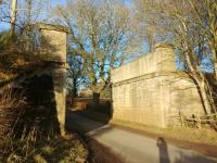 Substantial bridge abutments remain at a minor road crossing on the line from Forfar to Brechin, just to the north of Finavon between Careston and Tannadice. The last passenger train ran in 1952 and the bridge is seen here on 27th December 2017.<br>
<br><br>[Alan Cormack 27/12/2017]