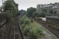 Looking west over the disused platform at Newington in the early 1970s. The platform was removed to allow realignment of the outer circle line on the left.<br>
<br>
<br><br>[Bill Roberton //]