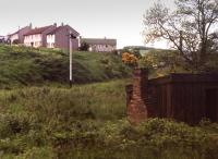 A Home signal on the Callander & Oban line at Dunblane, seen from a passing train on the main line in the 1970s. I think a short length of track was still in place at this time, as far as Springbank Mill.<br>
<br><br>[Bill Roberton //]