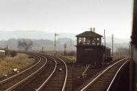 Looking south to Hilton Junction, from a passing train in the 1970s. The former Glenfarg route can be seen bearing left.<br>
<br>
<br><br>[Bill Roberton //]