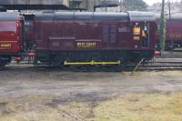 One of the yard shunters at 10A is this very well presented Class 08, which displays the number '555' but is believed to be the former 08418. On 20th March 2018 the 0-6-0 and crew were busy moving rolling stock around the yard.<br><br>[John McIntyre 20/03/2018]