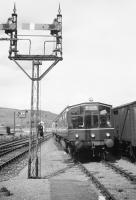 The BMU entering Ballater station (probably on the 15:25 service from Aberdeen).<br><br>[David Murray-Smith 08/08/1959]