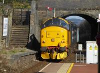 37403 <I>Isle of Mull</I> accelerates briskly away from Ulverston propelling the SO Carlisle to Lancaster service eastwards towards the next stop at Cark.                      <br><br>[Mark Bartlett 24/03/2018]