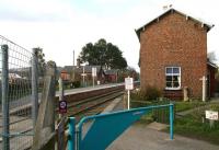 An April afternoon at Battersby station in 2008, looking out along the platforms towards the junction of the lines to Middlesbrough and Whitby. The edge of the North Yorkshire Moors is just visible top left. [Ref query 3 April 2018]<br><br>[John Furnevel 03/04/2008]