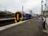 158 710 calls at Kirknewton on a Glasgow to Edinburgh service on 22 March. On this line 158s seem to be favoured for the stopping services leaving 156s for the semi-fasts. This is perhaps counter-intuitive and I wonder what the reason is. Maybe the 158s have better acceleration for the frequent stops.<br><br>[David Panton 22/03/2018]