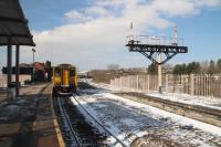 Barry Island station on 19/03/18, which was not a day for the seaside! The 1025 to Merthyr Tydfil waiting to depart Barry Island.<br><br>[Alastair McLellan 19/03/2018]