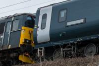 Old and new. A detail shot of the rear of 73971 and a new sleeper coach on a trial run from Polmadie to Arrochar and Tarbet. The cable running from the door and down the side of the coach is presumably part of the measuring equipment.<br><br>[Ewan Crawford 11/04/2018]