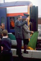 On the eve of the 150th anniversary of the opening of the Sutherland Railway let's look back to 1999. Councillor Alison Magee with Alastair McPherson are seen during the naming of 158707 as 'Far North Line - 125th Anniversary' at Inverness on the 28th of July 1999 (the Far North line was completed to Thurso and Wick in 1874).<br><br>[John Yellowlees 28/07/1999]
