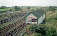 Kirkham North Junction in 2001. The box overlooked the fast lines, slow lines, single line to Blackpool South and several engineers sidings. [See image 63639] for a post electrification view of the same location.<br><br>[Ewan Crawford //2001]