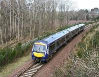 ScotRail 170409 photographed running south midway between Newtongrange and Gorebridge on 8 April 2018. The train is the 1011 (Sunday) Edinburgh Waverley - Tweedbank.<br><br>[John Furnevel 08/04/2018]