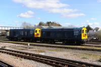 Blue Type 1s 20189 & 20205, dead in the station sidings at Eastleigh on 5th April 2018. On Saturday 7th April they hauled a private GBRf charter train to London 'top and tailed' with a GBRf Class 73. <br>
<br><br>[Peter Todd 05/04/2018]