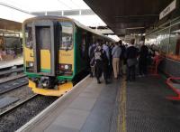 The 1821hrs to Nuneaton was sorely in need of the second coach which is usually provided at weekends. The 'surplus' passengers were directed to catch a bus instead. 12th September 2018.<br><br>[Ken Strachan 12/09/2018]