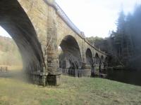 <h4><a href='/locations/N/Neidpath_Viaduct'>Neidpath Viaduct</a></h4><p><small><a href='/companies/S/Symington,_Biggar_and_Broughton_Railway'>Symington, Biggar and Broughton Railway</a></small></p><p>The former Neidpath Viaduct across the River Tweed, now a footpath, looking east towards Peebles on 23rd February 2018. 19/46</p><p>23/02/2018<br><small><a href='/contributors/David_Bosher'>David Bosher</a></small></p>