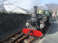 <h4><a href='/locations/B/Blaenau_Ffestiniog_FR'>Blaenau Ffestiniog [FR]</a></h4><p><small><a href='/companies/F/Festiniog_Railway'>Festiniog Railway</a></small></p><p>'Linda' attached to 'Blanche' about to run-round at Blaenau Ffestiniog before hauling a train chartered by UK Railtours through to Caernarfon via the Ffestiniog (originally spelt with only one F) and Welsh Highland Railways, on 6th April 2019. 'Linda' dates from 1893 and was originally a 0-4-0ST locomotive built for the Penrhyn Quarry Railway. It was purchased by the Festiniog in 1963 and rebuilt as a 2-4-0STT in 1972. In 2003 it received a new boiler and four years later was temporarily withdrawn from service for a major overhaul taking 10 years before it returned to steam in December 2017. 3/14</p><p>06/04/2019<br><small><a href='/contributors/David_Bosher'>David Bosher</a></small></p>