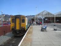 <h4><a href='/locations/L/Llandudno'>Llandudno</a></h4><p><small><a href='/companies/S/St_Georges_Railway_and_Harbour'>St George's Railway and Harbour</a></small></p><p>150262 just arrived at Llandudno station with a Conwy Valley Line service from Blaenau Ffestiniog on 23rd May 2016. 22/75</p><p>23/05/2016<br><small><a href='/contributors/David_Bosher'>David Bosher</a></small></p>