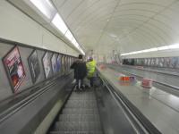 <h4><a href='/locations/A/Angel'>Angel</a></h4><p><small><a href='/companies/C/City_and_South_London_Railway'>City and South London Railway</a></small></p><p>Going down the first of two escalators at Angel station, LUL Northern Line, on 30th November 2018. This first of the escalators is now the longest on the London Underground, following the rebuilding of the station, replacement of the lifts with escalators and re-siting of the entrance from City Road to Islington High Street, in 1992. Prior to then, the longest escalator on the Underground had been at Leicester Square station (Northern and Piccadilly Lines). 32/138</p><p>30/11/2018<br><small><a href='/contributors/David_Bosher'>David Bosher</a></small></p>
