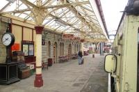 <h4><a href='/locations/R/Ramsbottom'>Ramsbottom</a></h4><p><small><a href='/companies/E/East_Lancashire_Railway'>East Lancashire Railway</a></small></p><p>The beautifully restored Ramsbottom station, East Lancashire Railway, seen from a Bury Bolton Street to Rawtenstall train, just arrived on 5th April 2016. 5/17</p><p>05/04/2016<br><small><a href='/contributors/David_Bosher'>David Bosher</a></small></p>