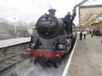 <h4><a href='/locations/R/Ramsbottom'>Ramsbottom</a></h4><p><small><a href='/companies/E/East_Lancashire_Railway'>East Lancashire Railway</a></small></p><p>Ex-BR standard class 4MT 2-6-4T No. 80080, with an East Lancashire Railway service from Bury Bolton Street to Rawtenstall, taking on water at Ramsbottom station on 5th April 2016. 6/17</p><p>05/04/2016<br><small><a href='/contributors/David_Bosher'>David Bosher</a></small></p>