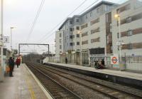 <h4><a href='/locations/K/Kentish_Town_West'>Kentish Town West</a></h4><p><small><a href='/companies/H/Hampstead_Junction_Railway_London_and_North_Western_Railway'>Hampstead Junction Railway (London and North Western Railway)</a></small></p><p>The 1981 station at Kentish Town West, now part of London Overground and devoid of any aesthetic quality, looking towards Stratford on 5th January 2019.   The original 1867 station with its wooden platforms, waiting rooms and canopies, was burned down by brain-bypassed vandals in 1971 and for 10 years there was no station here. 41/189</p><p>05/01/2019<br><small><a href='/contributors/David_Bosher'>David Bosher</a></small></p>