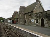 <h4><a href='/locations/K/Knighton'>Knighton</a></h4><p><small><a href='/companies/K/Knighton_Railway'>Knighton Railway</a></small></p><p>Knighton station, looking north on the Heart of Wales Line, seen from UK Railtours' return excursion from Llandrindod Wells to London Paddington, on 2nd September 2017. Curiously, this station is just across the Welsh border in England even though Knighton itself is in Wales. An even more curious example, now lost forever, was at the former Hay-on-Wye station on the Brecon to Hereford line that closed at the end of 1962 and where the border ran through the centre of the station, thus one platform was in Wales but cross the footbridge and you were in England! 21/22</p><p>02/09/2017<br><small><a href='/contributors/David_Bosher'>David Bosher</a></small></p>