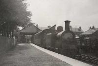 Alyth station. C.R. 0.4.4T 15195 on branch train. Glasgow Fair 1948.<br><br>[G H Robin collection by courtesy of the Mitchell Library, Glasgow //1948]