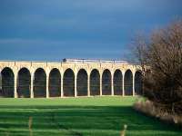 Westbound sprinter on Almond Viaduct.<br><br>[Ewan Crawford //]