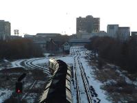 Eastbound passing the site of Cargo Fleet station and approaching Whitehouse box in 2004. The island platform and a station building here survived until the early 2000s. Since this photograph was taken the westbound line has been relaid on a straight alignment.<br><br>[Ewan Crawford 29/02/2004]