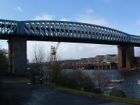 Queen Alexandra Bridge at Sunderland. View looks west. The bridge is still open to road traffic but the top (railway) deck is closed.<br><br>[Ewan Crawford //]