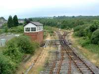 Tondu Junction; much cut back in recent years. The line here was double track with a further double track to the left of the box.<br><br>[Ewan Crawford //]