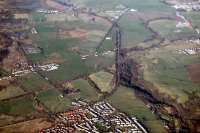 Aerial view of Garriongill Junction. Bottom left to top centre (Stirling Road); W&CR. Low left to centre right (Law Junction); Wishaw Deviation. Centre to centre right; Caledonian Railway.<br><br>[Ewan Crawford //]