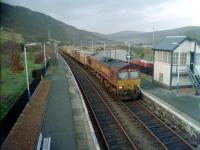 Safeway train running south through Helmsdale.<br><br>[Ewan Crawford //]