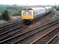 Southbound DMU at Carmuirs West Junction viewed from the box.<br><br>[Ewan Crawford //]