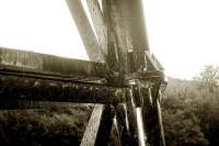 Detail of pipe bridge across the Leven for dyeworks.<br><br>[Ewan Crawford //]