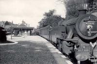 Strathaven station. 2.6.4T 42165.<br><br>[G H Robin collection by courtesy of the Mitchell Library, Glasgow 15/07/1952]