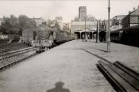 Trains at Hyndland station. V1 2.6.2T 67615.<br><br>[G H Robin collection by courtesy of the Mitchell Library, Glasgow 22/07/1949]