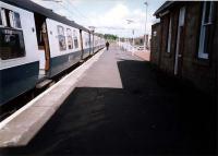 Milngavie train waits for business at Lanark.<br><br>[Ewan Crawford //]