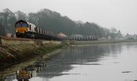 Loaded train heads for Longannet, coming out of the fog at Culross.<br><br>[Ewan Crawford //]