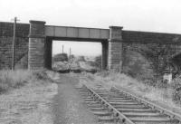 View towards Linwood of the P&BDR running under the line from Gilmour Street to Elderslie<br><br>[John Robin 06/08/1963]