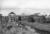 73059 has been put in the loop while 73124 and 45687 pass with the car sleeper.<br><br>[John Robin 26/06/1962]